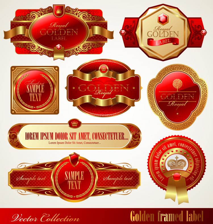 free vector Gold box red label vector